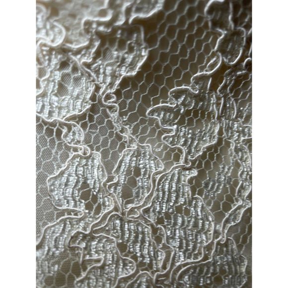Vintage Lace Cocktail Dress Plunging V Back Union Tag -Late Edition Size 6 Ivory - Picture 3 of 6